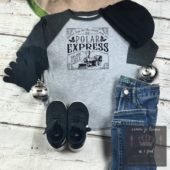 Polar Express! Kids sizes. Super comfy 3/4 sleeve baseball jersey - Picture 2 of 2